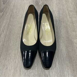 Salvator Ferragamo Vintage Black Leather Heels Size 6.5